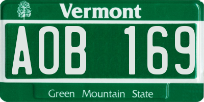 VT license plate AOB169