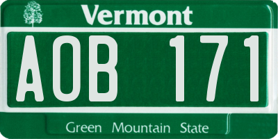 VT license plate AOB171