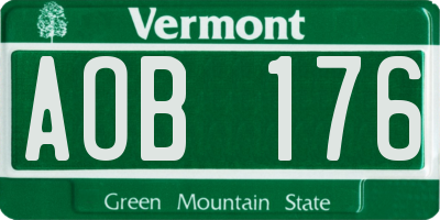 VT license plate AOB176
