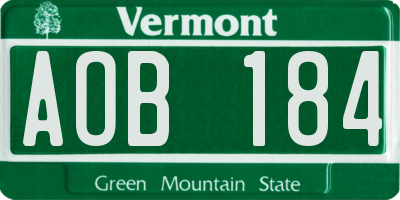 VT license plate AOB184