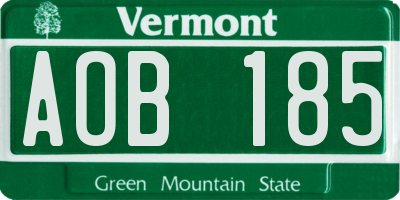 VT license plate AOB185