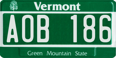 VT license plate AOB186