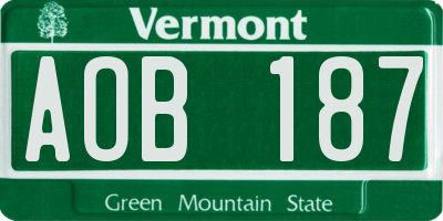 VT license plate AOB187