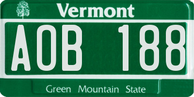 VT license plate AOB188