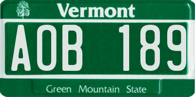 VT license plate AOB189