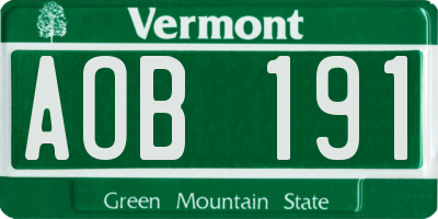 VT license plate AOB191