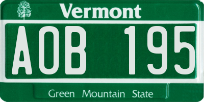 VT license plate AOB195