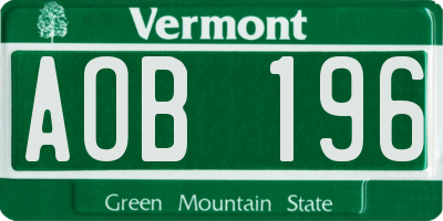 VT license plate AOB196