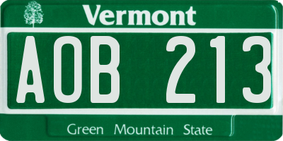 VT license plate AOB213