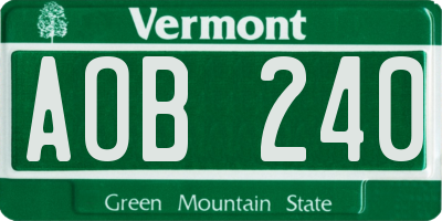 VT license plate AOB240