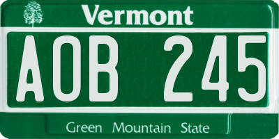 VT license plate AOB245