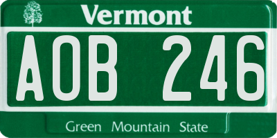 VT license plate AOB246