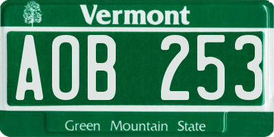 VT license plate AOB253