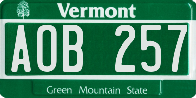 VT license plate AOB257