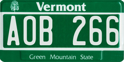 VT license plate AOB266