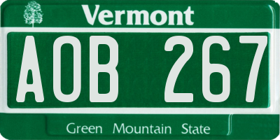 VT license plate AOB267