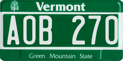 VT license plate AOB270