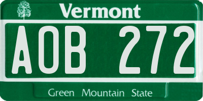 VT license plate AOB272