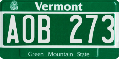 VT license plate AOB273