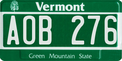 VT license plate AOB276