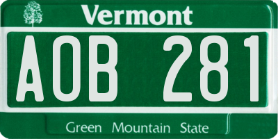 VT license plate AOB281