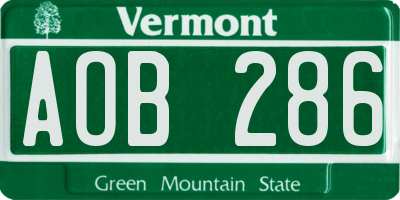 VT license plate AOB286