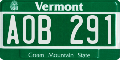 VT license plate AOB291