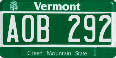 VT license plate AOB292