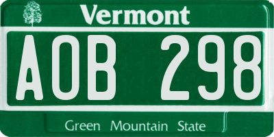 VT license plate AOB298