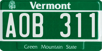 VT license plate AOB311