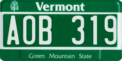 VT license plate AOB319