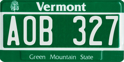 VT license plate AOB327
