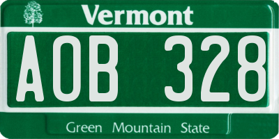 VT license plate AOB328