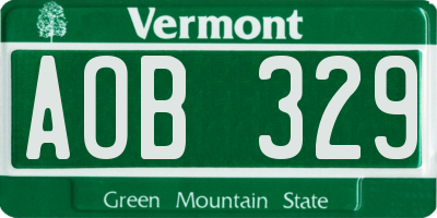 VT license plate AOB329