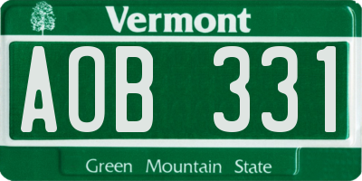 VT license plate AOB331