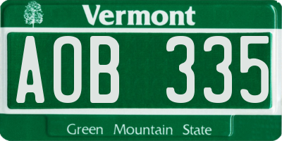 VT license plate AOB335