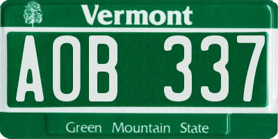 VT license plate AOB337