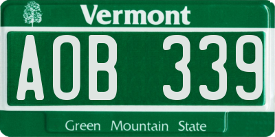 VT license plate AOB339