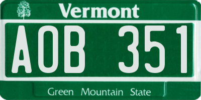 VT license plate AOB351