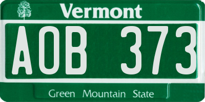 VT license plate AOB373