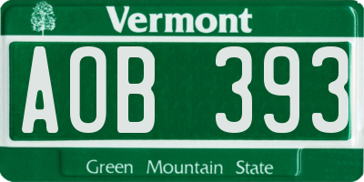 VT license plate AOB393