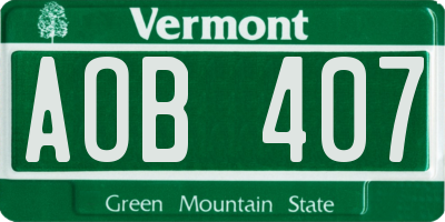 VT license plate AOB407