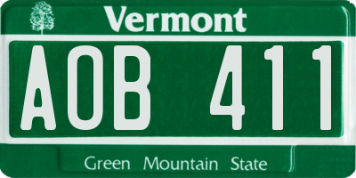 VT license plate AOB411