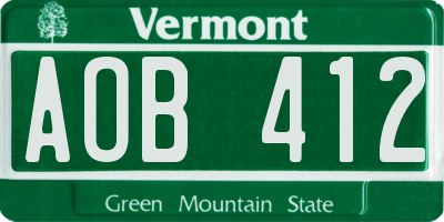 VT license plate AOB412