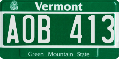 VT license plate AOB413