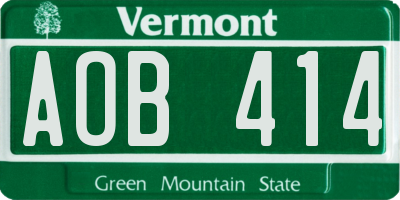 VT license plate AOB414