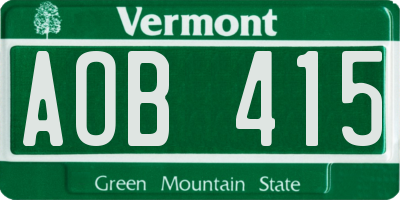 VT license plate AOB415