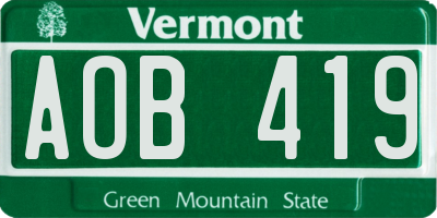 VT license plate AOB419
