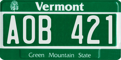 VT license plate AOB421