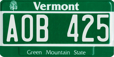 VT license plate AOB425